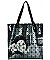 STYLISH FASHION MAGAZINE PRINT FAUX PATENT LEATHER HANDBAG JP28-PB7601 BK