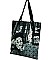 STYLISH FASHION MAGAZINE PRINT FAUX PATENT LEATHER HANDBAG JP28-PB7601 BK