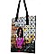 MICHELLE OBAMA FASHION MAGAZINE PRINT FAUX LEATHER HANDBAG JP28-PB9601 MT