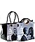 The Obamas 2 In 1 Fashion Magazine Print Patent Faux Leather Handbag With Gold Embellishments JP28-PP8524