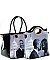 The Obamas 2 In 1 Fashion Magazine Print Patent Faux Leather Handbag With Gold Embellishments JP2...