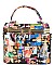 Frame Michelle Obama Fashion Magazine Print Faux Patent Leather Handbag With Gold Embellishments JP28MP3608