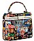 Frame Michelle Obama Fashion Magazine Print Faux Patent Leather Handbag With Gold Embellishments JP28MP3608
