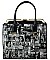 Frame Michelle Obama Fashion Magazine Print Faux Patent Leather Handbag With Gold Embellishments ...