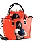 Obama Magazine Print - 2 in one Fashion Magazine Print Faux Patent Leather Handbag With Gold Embe...
