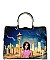 The Obamas Fashion Magazine Print Patent Faux Leather Handbag With Gold Embellishments JP28PB9203