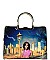 The Obamas Fashion Magazine Print Patent Faux Leather Handbag With Gold Embellishments JP28PB9203