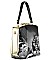 Obama Magazine Print - Fashion Magazine Print Faux Patent Leather Handbag With Gold Harware JP28P...