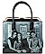 Frame Michelle Obama Fashion Magazine Print Faux Patent Leather Handbag With Gold Embellishments ...