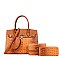 4 IN 1 Crocodile Embossed Padlock Accent Satchel - Cross body & Wallet Set