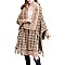 Winter Warm Checker Quality Shawl Cape With Fur