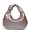 CHARLENE WOVEN VEGAN LEATHER HOBO BAG