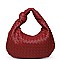 CHARLENE WOVEN VEGAN LEATHER HOBO BAG