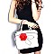[S]3429J-LP 3D Flower Accent 2 in 1 Satchel SET with Clutch