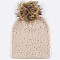 Pack of (12 Pieces) Crystal Accent Pom Fur Flat Knit Beanie LA-HT381