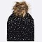 Pack of (12 Pieces) Crystal Accent Pom Fur Flat Knit Beanie LA-HT381