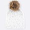 Pack of (12 Pieces) Crystal Accent Pom Fur Flat Knit Beanie LA-HT381