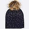 Pack of (12 Pieces) Crystal Accent Pom Fur Flat Knit Beanie LA-HT381