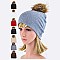 Pack of (12 Pieces) Crystal Accent Pom Fur Flat Knit Beanie LA-HT381