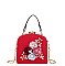 3D Flower & Pearl Design Metal Frame Satchel