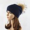 Stylish Raccoon Fur Pom Pom Slouchy Beanie LA-EMH8576