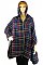 Plaid Pattern Knit Hooded Cardigan