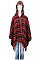 Plaid Pattern Knit Hooded Cardigan