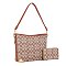 2-in-1 Side Ring Hooked Single Strap Oval Print Bucket / Hobo Bag Set
