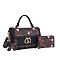 2- in-1 Oval Chery Print Monogram Satchel Set + KeyChain Charming & Wallet