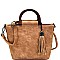 491J-LP  Tassel and Wooden Handle Accent Medium Satchel