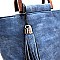 491J-LP  Tassel and Wooden Handle Accent Medium Satchel