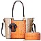 2 IN 1 RIBBON ACCENT ALLIGATOR SATCHEL WALLET SET