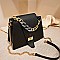 Chic Chain Handle Front Flap Cross Body Shoulder Bag