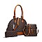 3 IN 1 MONOGRAM DOME SHAPED SATCHEL CROSSBODY AND WALLET SET