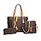 3 IN 1 STYLISH MODERN MONOGRAM TOTE CROSSBODY AND CLUTCH SET