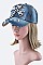 Crystal Cross Embellished Fashion Denim Cap