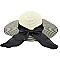 Ribbon Accent Striped Wide Brim Straw Hat