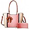 2 IN 1 RIBBON ACCENT ALLIGATOR SATCHEL WALLET SET