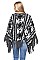 Fashionable Geometric Knitted Fringe Poncho FM-PC038