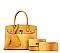 4 IN 1 Crocodile Embossed Padlock Accent Satchel - Cross body & Wallet Set