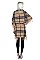 Stylish Multi Tone Plaid Pattern Fringe Poncho FM-K6184