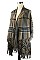 Stylish Multi Tone Plaid Pattern Fringe Poncho FM-K6184