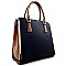 METAL ACCENTED Two-Tone Satchel &Tote