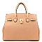Padlock Accent Kiss-lock Compartment Oversized Quality Tote