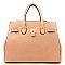Padlock Accent Kiss-lock Compartment Oversized Quality Tote