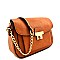 Turn-lock Flap Elaborate Chain Style Messenger Bag