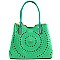 Laser-cut Pattern Saffiano Tote Shoulder Bag