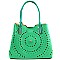 Laser-cut Pattern Saffiano Tote Shoulder Bag