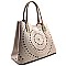 Laser-cut Pattern Saffiano Tote Shoulder Bag