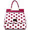 Polka Dot Print Saffiano Satchel